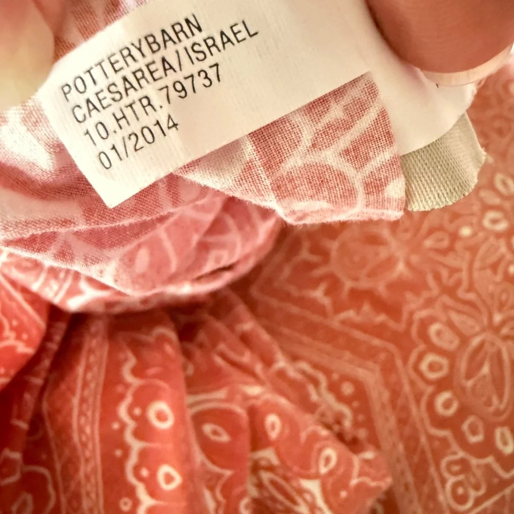 Pottery Barn King Duvet Cover Set Organic Cotton Coral Medallion